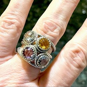 Stainless steel ring with natural stones